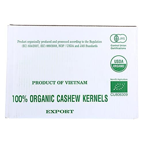 Bulk Nuts Cashews, Organic, Whole, Raw, 25 Count