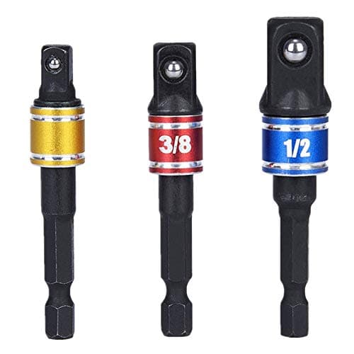 3 Pcs Cr-V1/4"3/8"1/2" Hex Shank Bit Square Nut Driver Set Power Drill Cordless Impact Sockets Bit Set Adapter,Socket Wrench Set Ratchet Extension,Impact Driver Bit Set