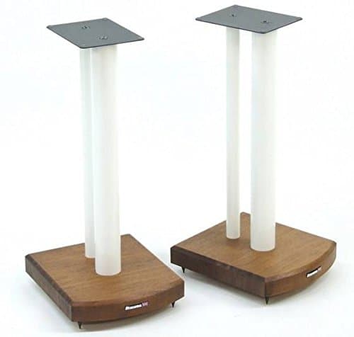 Moseco 6 Speaker Stands Dark Bamboo-White Pole