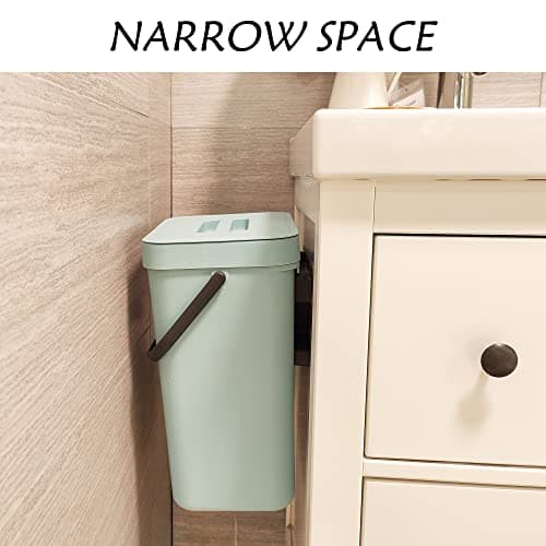 stonespace Compost Bin Kitchen, Under Sink Compost Bin Indoor Sealed, 3.2 Gallon/12L Compost Bucket for Kitchen, Wall Mounted Trash Can，Small Trash Can with Lid，1 Pack Blue
