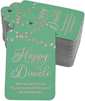 Inkdotpot Pack Of 100 Happy Diwali Favor Paper Tags Craft Real Rose Gold Foil Hang Tags