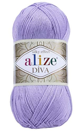Alize Diva Silk Effect 100% Microfiber Acrylic Yarn 1 Ball skeins 100gr 383yds Color (158 - Lavander)