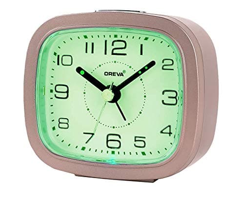 Plastic Alarm Table Clock with LED and 4 Step Buzzer Sound (Brown Body Green, 9.4 cm x 3.9 cm x 8.5 cm, AA3507)