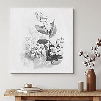 wall26 Canvas Print Wall Art Black & White Small Flower Blossoms Nature Wilderness Photography Realism Chic Scenic Relax/Calm Multicolor for Living Room, Bedroom, Office - 16"x16"