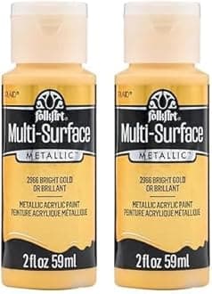 FolkArt multisurface metallic paint, 2 oz, Bright Gold (Pack of 2)
