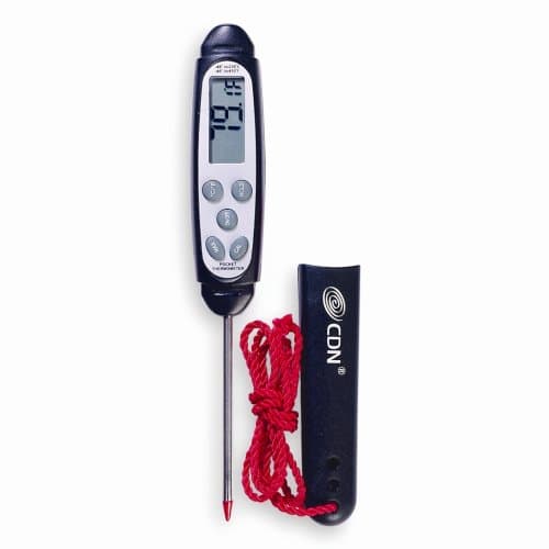 CDN Q2-450X Proaccurate Quicktip Digital Thermometer on a rope, Black.