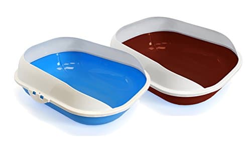 Fresh Kitty Easy to Clean Open Framed Litter Box Pan for Your Pet Cat or Kitten, Ocean Blue or Maroon