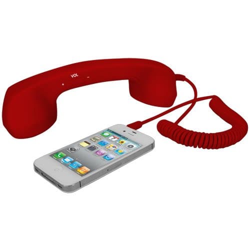 Skque Apple iphone 4/4S 5/5S/5C Matte Retro Cell Phone Handset with Answer and Volume Controls, For Apple iphone 4/4S 5/5S/5C,Red