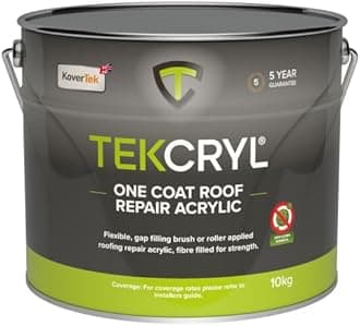 The only 5yr guaranteed repair acrylic! One Coat Roof Sealer, 10kg Black, Roof Repair, Compound (All roof types, including, Asbestos, Felt, Bitumin, Tiled, GRP)