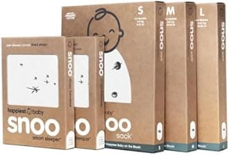 Happiest Baby The Big Bundle 100% Organic Cotton - Includes 3 SNOO Sacks and 2 SNOO Bassinet Fitted Sheets (Ivory)