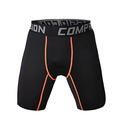 High elastic mens casual plain color black compression short tight