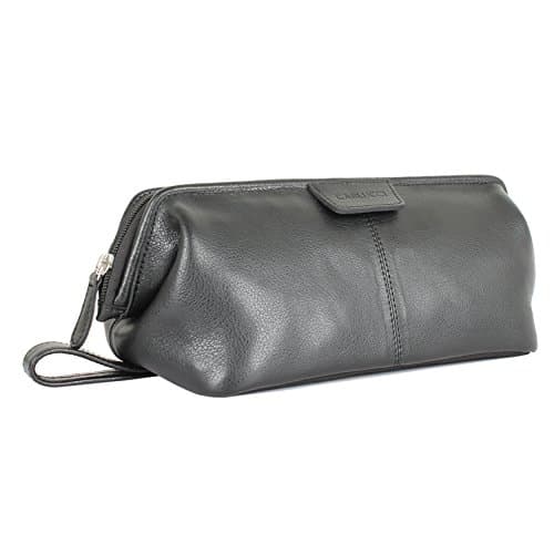 Carlucci Original Leather Toiletry Kit - Black