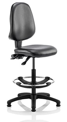 Relax Office Eclipse High Back Draughtsman Rolling Chair with Chrome Footring Comfortable, Reception Chair, Lab Tall Office Armchair, Computer Chair, Conference (Black Vinyl)