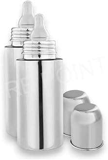 Pack of 2 Feeding Bottle Joint Less 304 Grade No Joints BPA Free No Plastics Anti-Corrosion New Born Baby/Toddlers/Infants for Drinks/Juice/Milk/Water (240 ml)