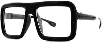 Thick Square Frame Clear Lens Glasses Eyeglasses Super Oversized Fashion and Costume 2 Pack - Matte Black