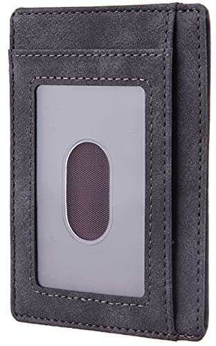 Travelambo Front Pocket Minimalist Leather Slim Wallet RFID Blocking Medium Size