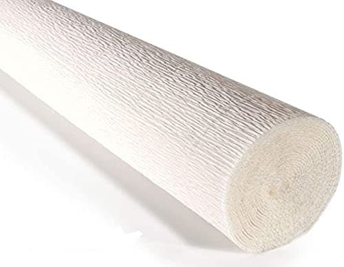 8ft Length/20in Width Crepe Paper Roll/Wrinkled Paper for Flower Making, Bouquet Wrapping and Craft (White, 6 Roll)