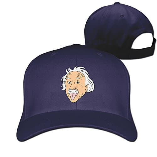 Unisex Sticking Tongue Out Albert Einstein Plain Baseball Cap Blank Hat Solid Color Navy