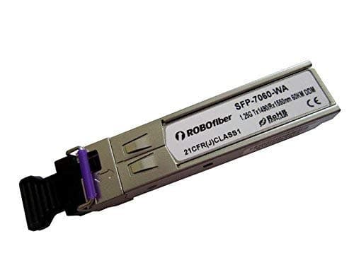 ROBOfiber SFP (miniGBIC) BiDirectional Optical Module, Single Strand A 60Km, Gigabit 1.25G Rate, 1490/1550nm, LC Connector, DDM Features Included