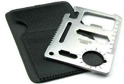 11 in 1 Small Ninja Multi-Purpose Credit Card Size Wallet Pocket Tool- Silver