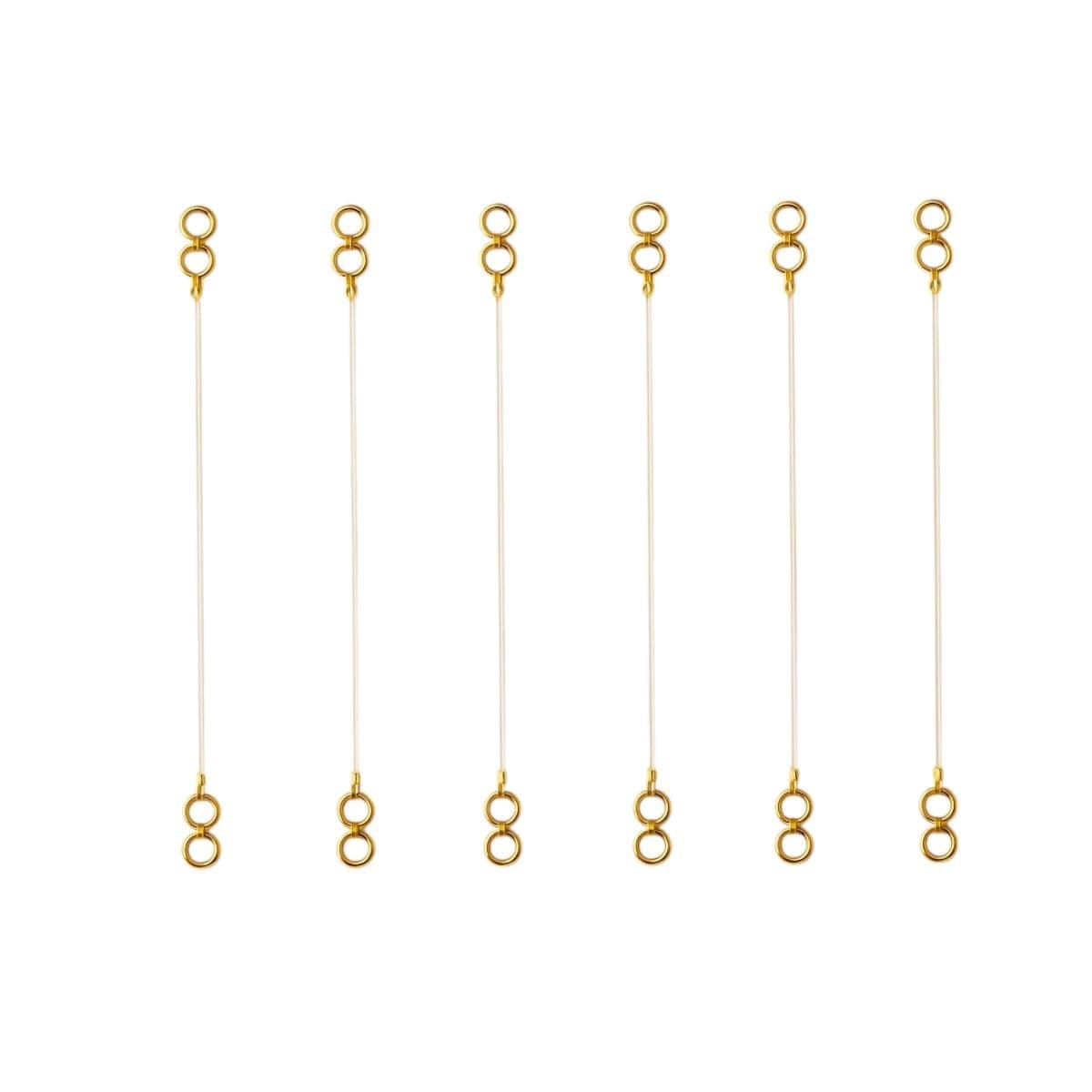 Gold Plated Stretchable Ear Chains for Earring Support | Transparent, Adjustable & Lightweight Earrings Extensions | 5cm Long (Pack of 6), Brass
