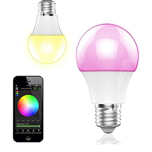 Bohmain magic dimmable LED bulb E27, lamp holder 350 lumens, RGB bulb with Bluetooth 4.0, ambient lighting via app, compatible with touchscreen smartphones via iOS and Android system for home, cafe, restaurant, bars, etc [Energy Class A+++]