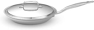 10.5 Inch Fry Pan with Lid | Made In USA | Titanium Series | 316Ti Skillet with Stay Cool Handle | Fully Clad Stainless Steel Pan with 5-Ply Construction | Induction Ready & Non Toxic