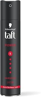 TAFT Schwarzkopf Power Hair Spray With Caffeine Formula For Strengthening Hair Hold 5, 72Hr Hold Protection From UV Rays, Wind And Humidity, No Stickiness, Easy To Brush Out, Salon Like Finish- 250Ml
