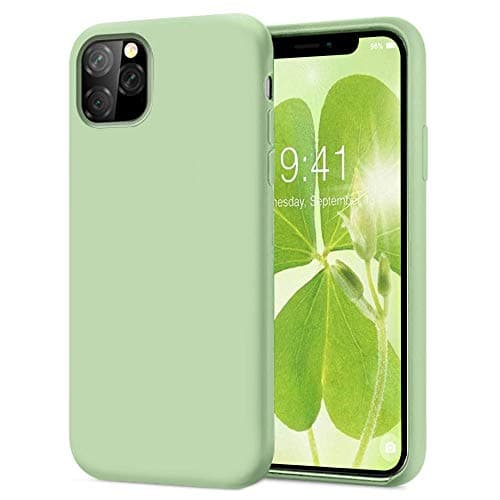 KUMEEK iPhone 11 Pro Max Case, Soft Silicone Gel Rubber Bumper Case Anti-Scratch Microfiber Lining Hard Shell Shockproof Full-Body Protective Case Cover for Apple iPhone 11 Pro Max-Matcha