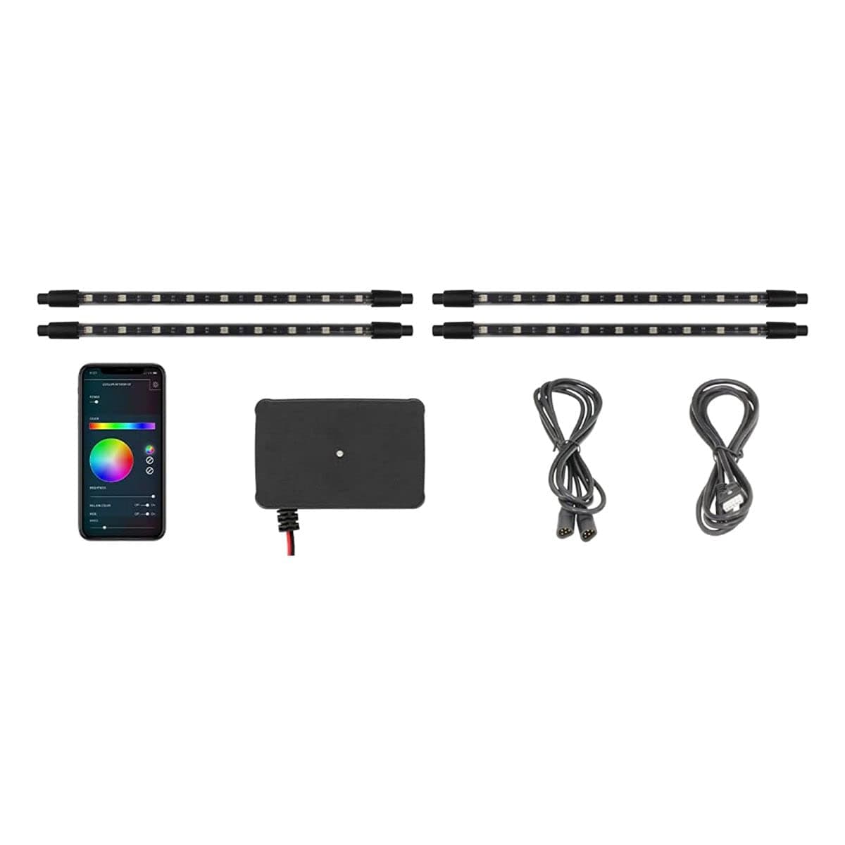 LEDGlow 4pc Bluetooth Multi-Color LED Interior Footwell Underdash Neon Lighting Kit for Cars & Trucks - Smartphone App - Create Any Color - Courtesy Lights - Music Mode - Control Box - Universal