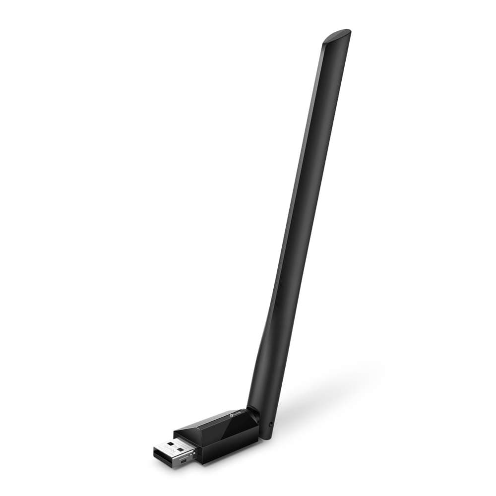 AC600 USB WiFi Adapter for PC (Archer T2U Plus)- Wireless Network Adapter for Desktop with 2.4GHz, 5GHz High Gain Dual Band 5dBi Antenna, Supports Win11/10/8.1/8/7/XP, Mac OS 10.9-10.14, Black