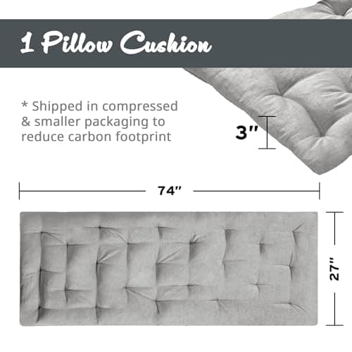 Intelligent Design Edelia Foldable Poly Chenille Light Weight Lounge Floor Pillow Cushion Tufted Seat for Meditation, Game Playing, Yoga, Reading with Travel Wrap, 74x27, Gray