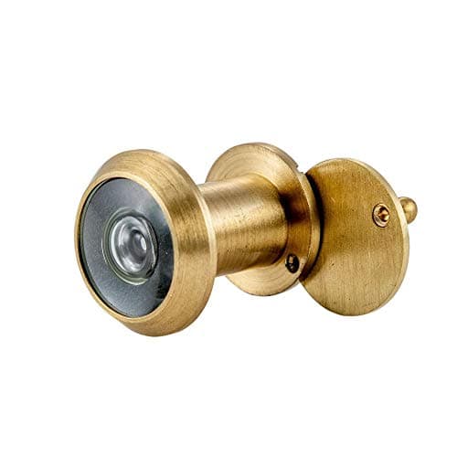 Focus Vision Door Viewer for Narrow Panel Doors - Home Office Security Improvement | Wide Angle Modern Look & Easy to Install Peephole Fits Front Doors Thickness (1 Pack (7/8"-1-1/4"), Brass)