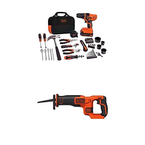 BLACK+DECKER LDX120PK 20-Volt MAX Lithium-Ion Drill and Project Kit w/ BDCR20B 20V Reciprocating Saw