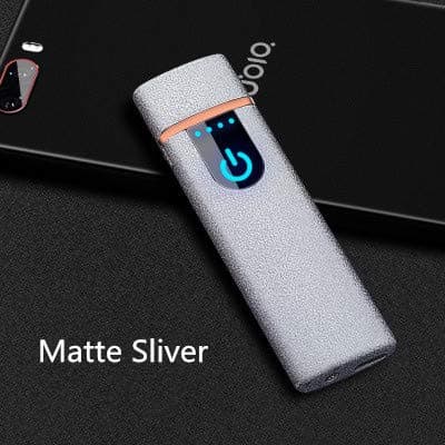 Wiber Rechargeable USB Electronic Lighter Windproof Touching Fingerprint LED Sensor Screen Double-sided Ignition Flameless Lighter for Candle, Cigarette