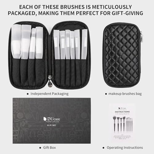 DUcare 10Pcs Makeup Brushes Set Foundation Eyeshadow Kits with Cases