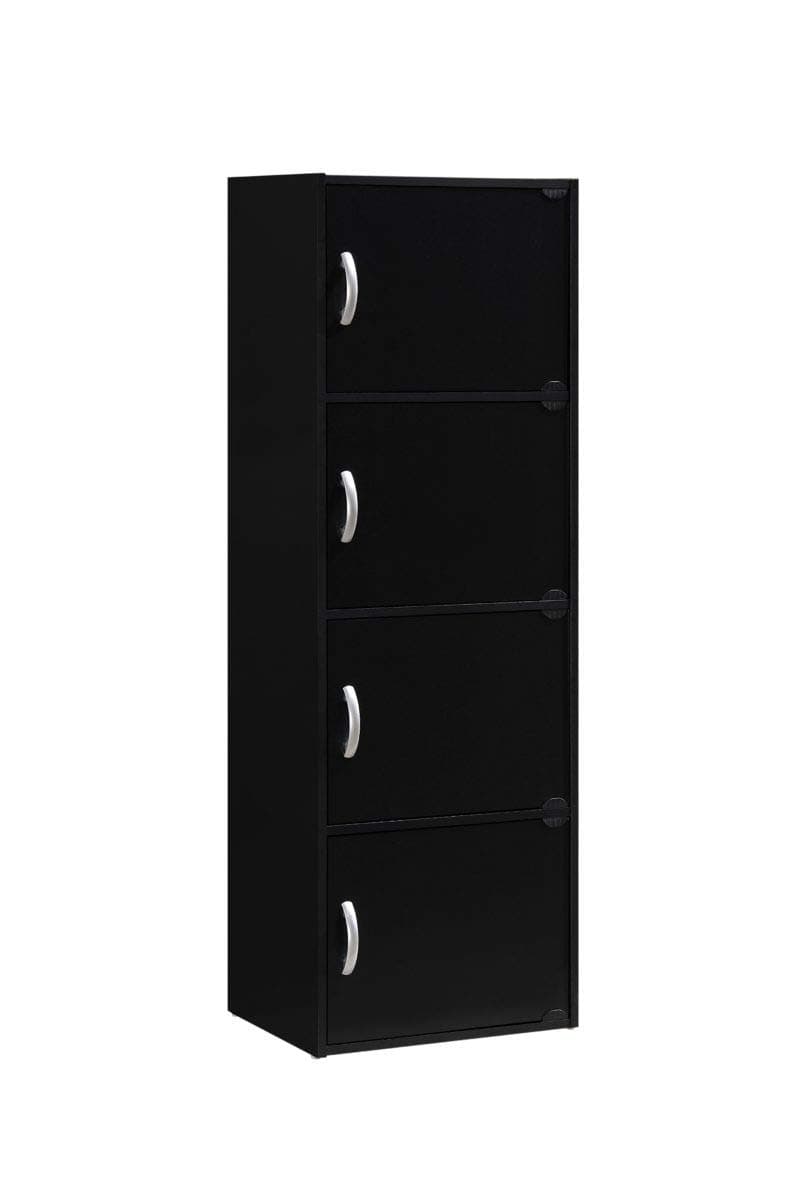 IMPORT 4-Shelf Bookcase Cabinet, Black