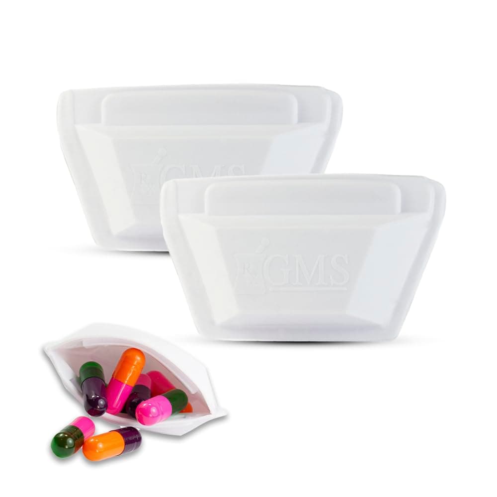 GMS Squeezable Pocket Pill Case - Small, Lightweight Pill Organizer Ideal for Travel - Holds Medicines Securely - Sturdy Design with Easy Fuss-Free Access - 2 Inch Pocket Sized & Discreet - 2 Pack