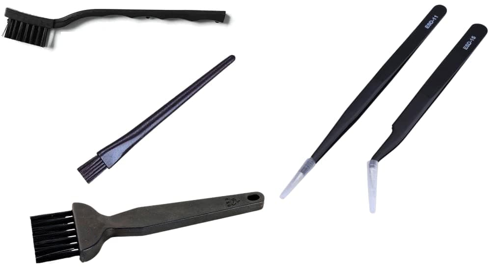 GLOBAL STATCLEAN SYSTEMS5 pcs Combo 3 Pcs ESD safe anti static Brush 2 Pcs ESD safe anti static Tweezer for pcb mobile repairing