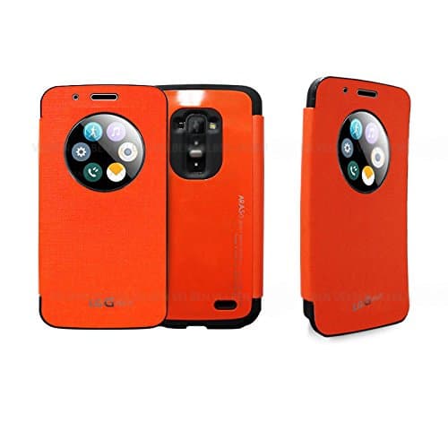 Compatible with LG G Flex 2 Case,[Orange] [Quick Circle Window View] Case PU Leather Curved Flip Cover [Anti Shock] [Magnetic Closure] for LG G Flex 2