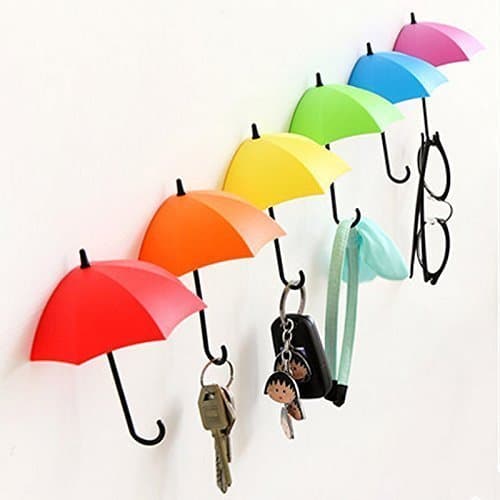 INKULTURE Multipurpose Umbrella, Key, Hat Holder Wall Hanging Hook| Pack of 6 | Material Plastic | Color Multicolor