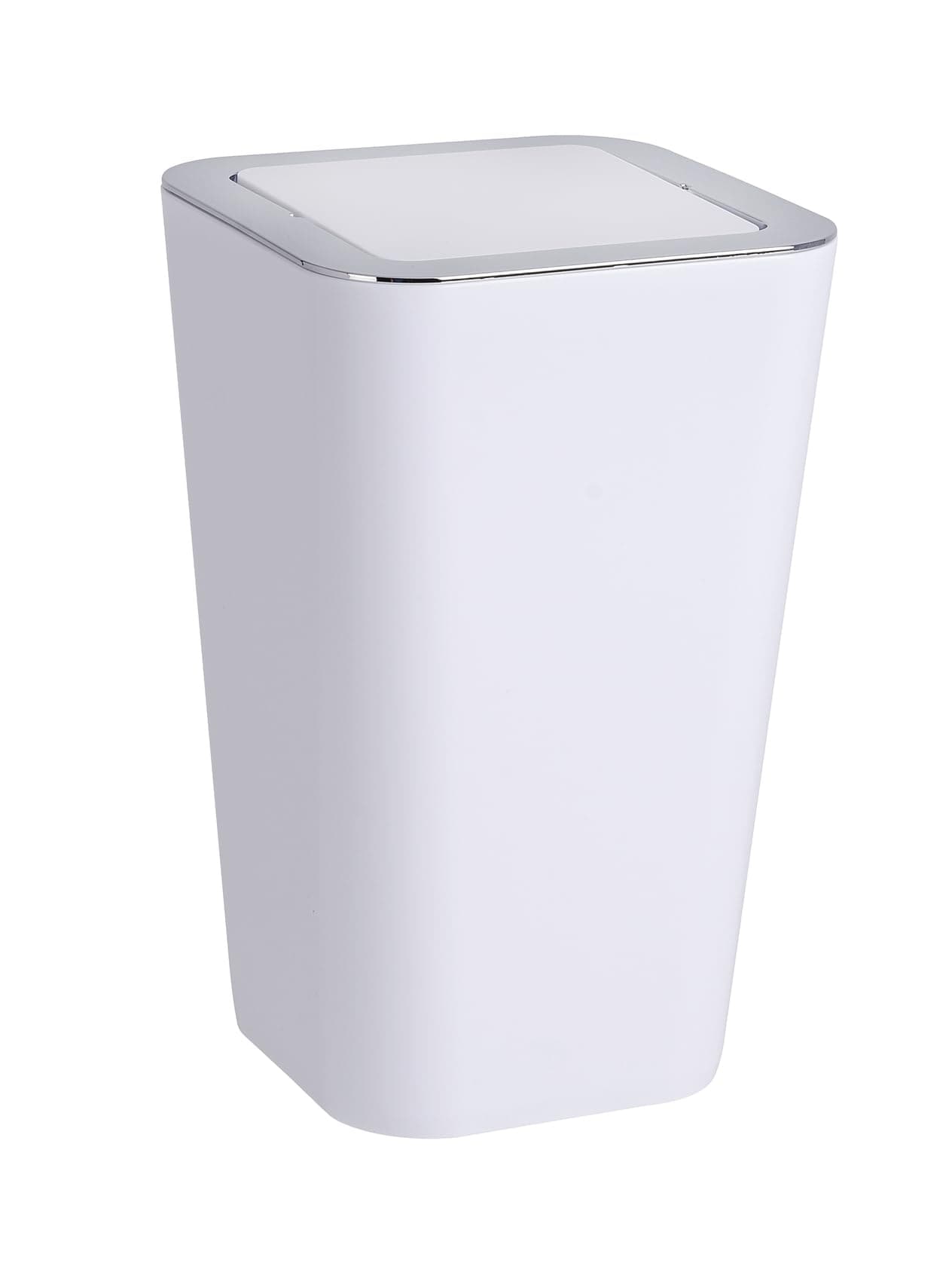 WENKOWENKO Candy Swing Cover Bin, ABS/PS, White/Chrome, 18 x 18 x 28.5 cm