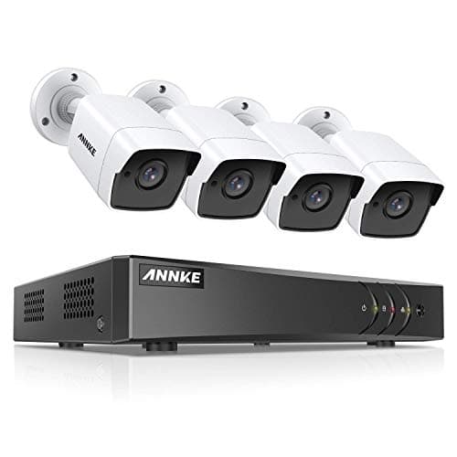 ANNKE 8-Channel 4K DVR CCTV Camera System and 4×5MP (2592 x 1920) HD Surveillance Bullet Cameras, Email Alert with Snapshots, Remote Access, IP67 Weatherproof (No HDD)