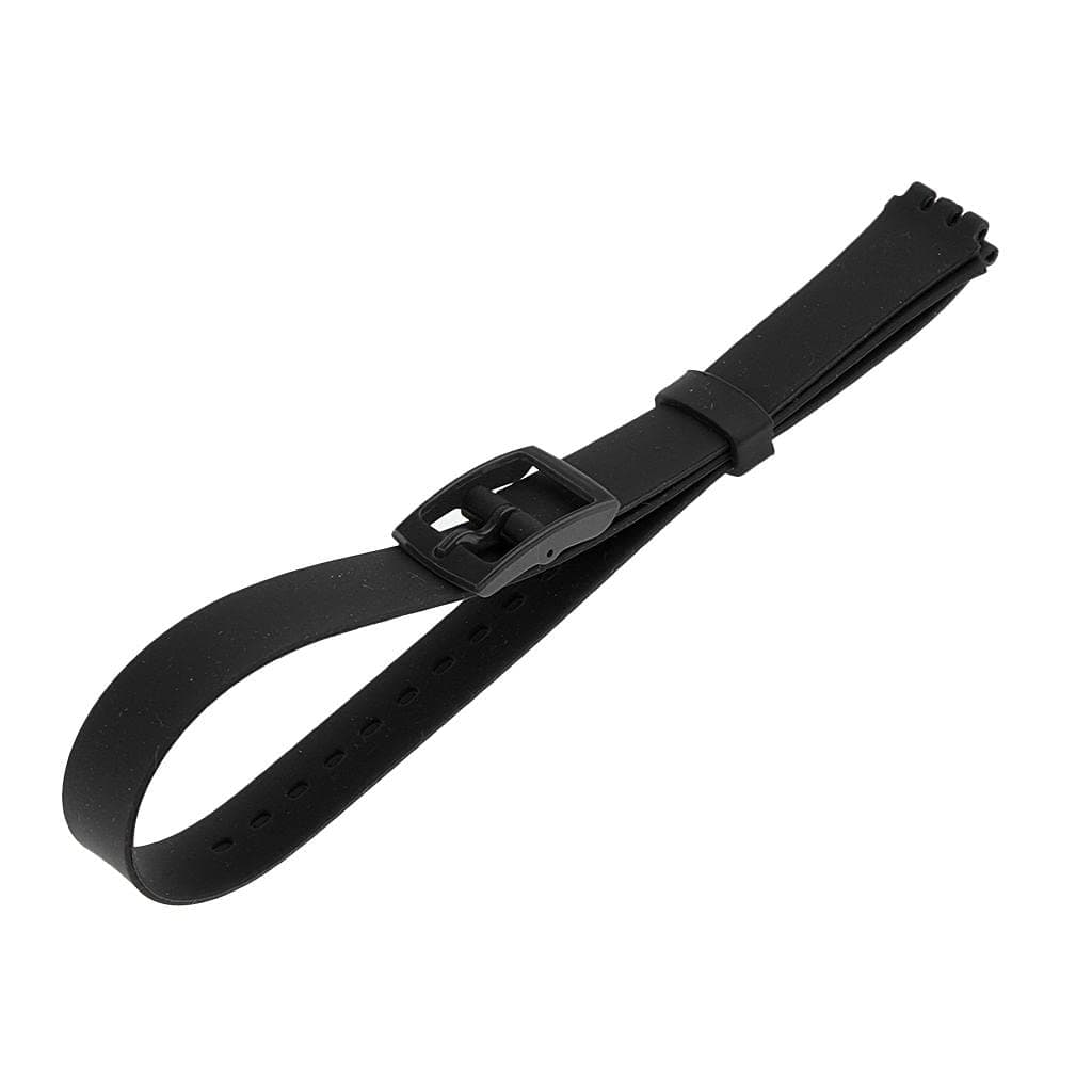 12mm Soft Waterproof Silicone Watch Strap Replace for Swatch Black