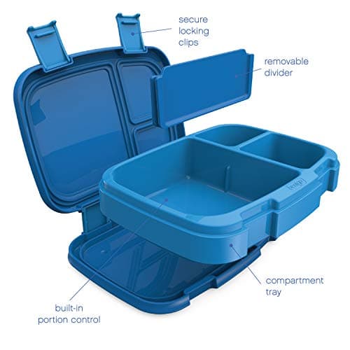 Bentgo Fresh – Leak-Proof, Versatile 4-Compartment Bento-Style Lunch Box with Removable Divider, Portion-Controlled Meals for Teens and Adults On-The-Go – BPA-Free, Food-Safe Materials (Blue)