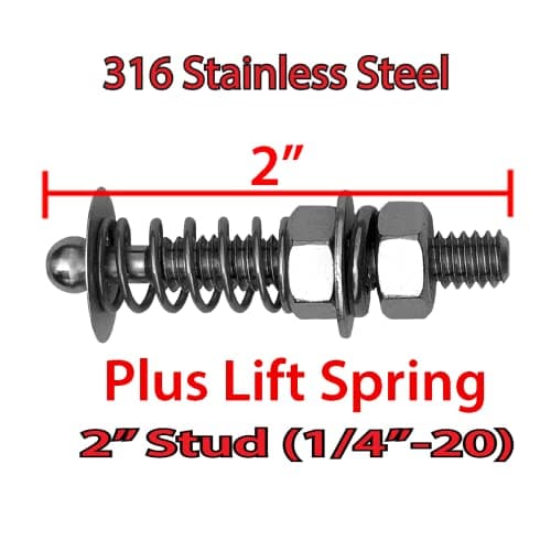 Black 1.00" & 2" Stud Pro Stainless Mini Push Button Latch Hood Pin