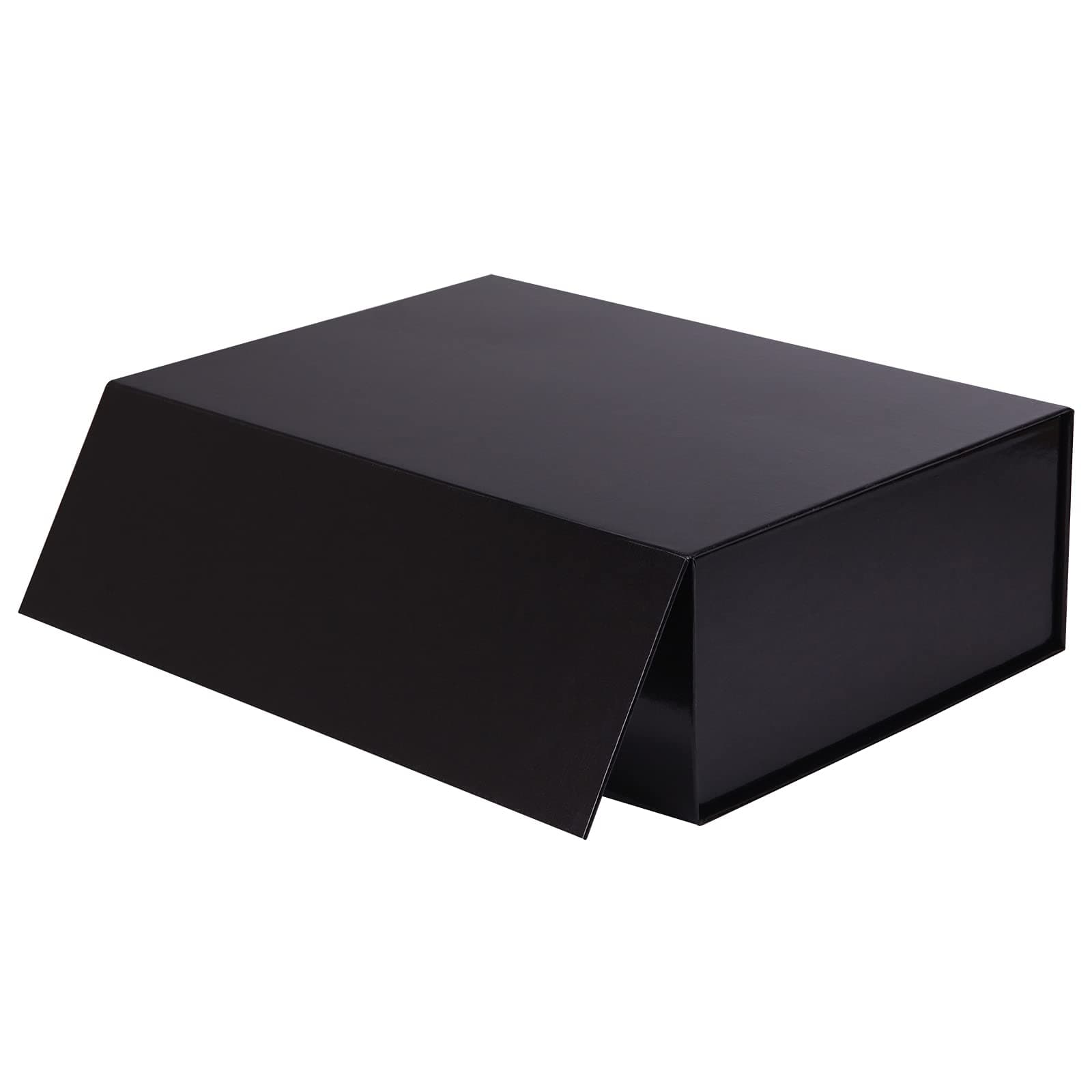 Large Gift Box Black Magnetic Gift Boxes with Lid for Presents, 35.5 x 24 x 11cm, Glossy Embossing, Reusable Present Box Decorative Gift Wrapping Box for Birthday, Christmas, Weeding