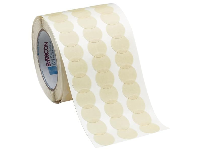 Caplugs KD-SH Series KD00531 - Kwiky Dot Discs -High Temperature, Pressure Sensitive, Masking, Off White Smooth Crepe Backing, 0.531" Disc Diameter (Roll of 1000)