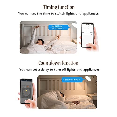 Smart WiFi Light Switch, RF Wireless Remote Control Switch Kit,APP & 433MHz, Compatible with Alexa/Google Home,Voice Control,Timer Function,No Hub Required,16A