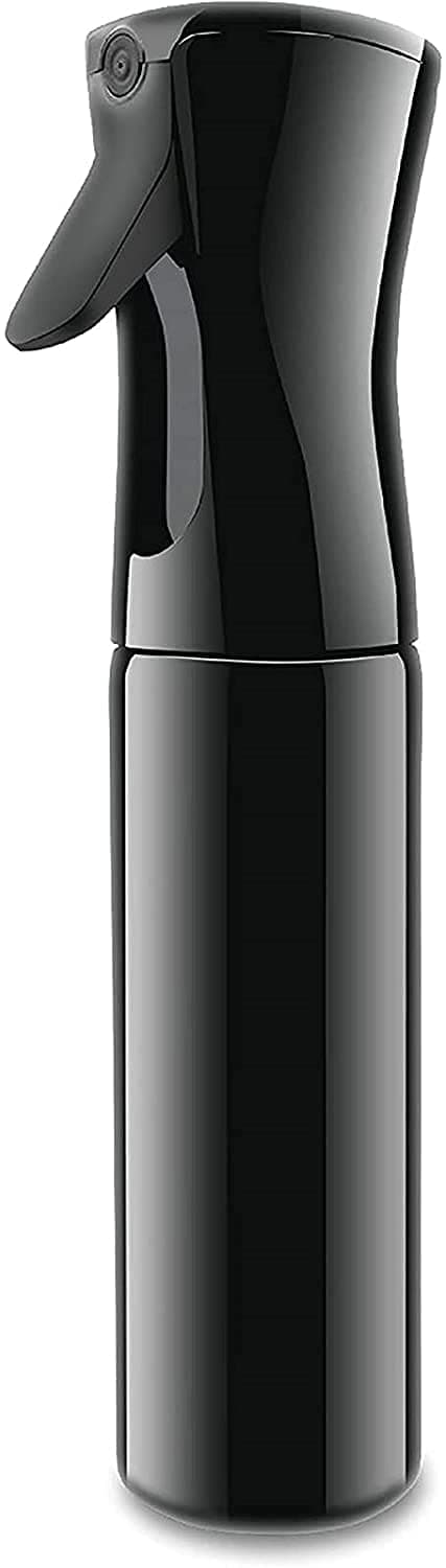 INOVERA (LABEL) Refillable Empty Mist Water Spray Bottle for Taming Hair in Morning, Hairstyling, Plants, Pets (Black, 300ml)